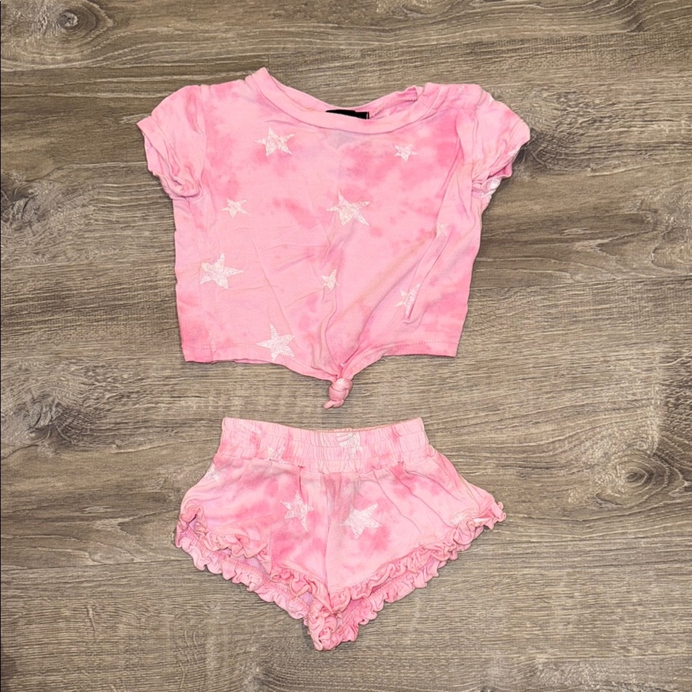 FBZ Pink Star Tie-Dye Top and Shorts Set